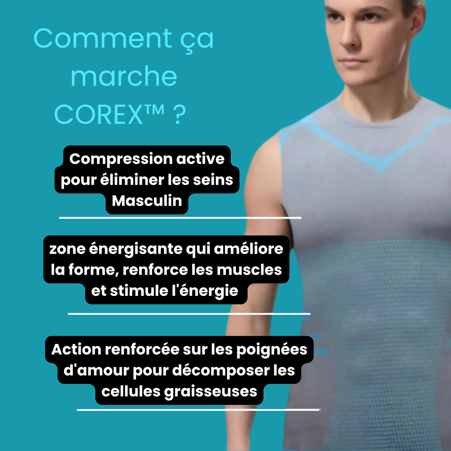 COREX 2.0 -  Redresse votre posture, comprime votre ventre, transforme votre apparence.